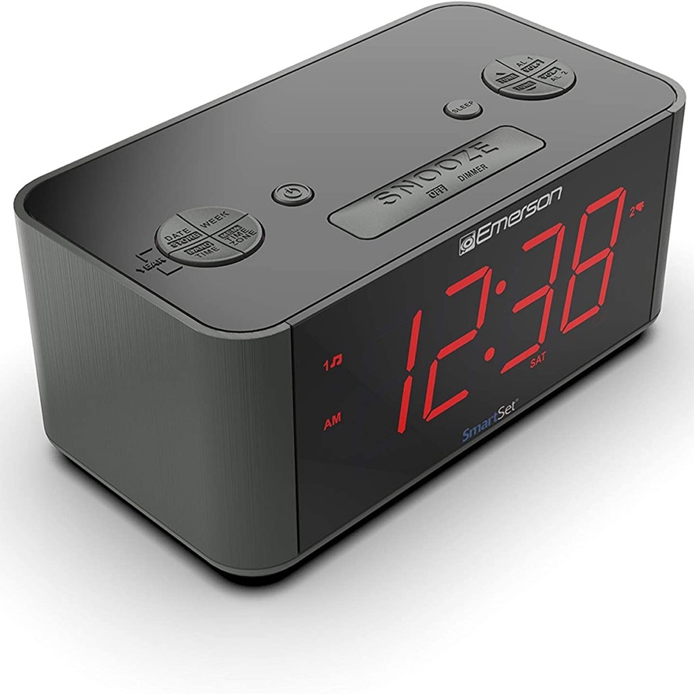 Emerson SmartSet Alarm Clock Radio with Bluetooth Speaker, USB Charging Port